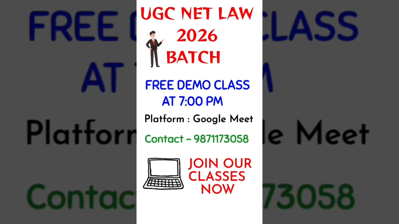 UGC NET LAW 2026 BATCH !! FREE DEMO CLASS !! TODAY - 07:00 PM !!