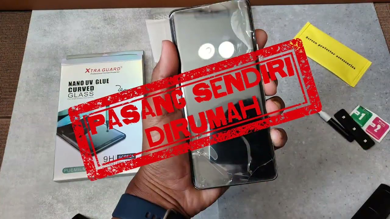 ANTI GAGAL..! Beli sendiri 20 ribuan...! Tutorial pasang Tempered glass UV layar lengkung . curve.