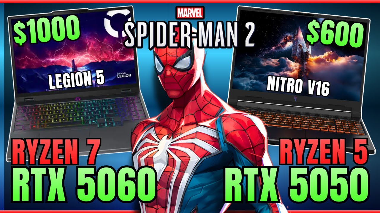 Acer Nitro V16 (RTX 5050) против Lenovo Legion 5 (RTX 5060) | Тесты Spider-Man 2!