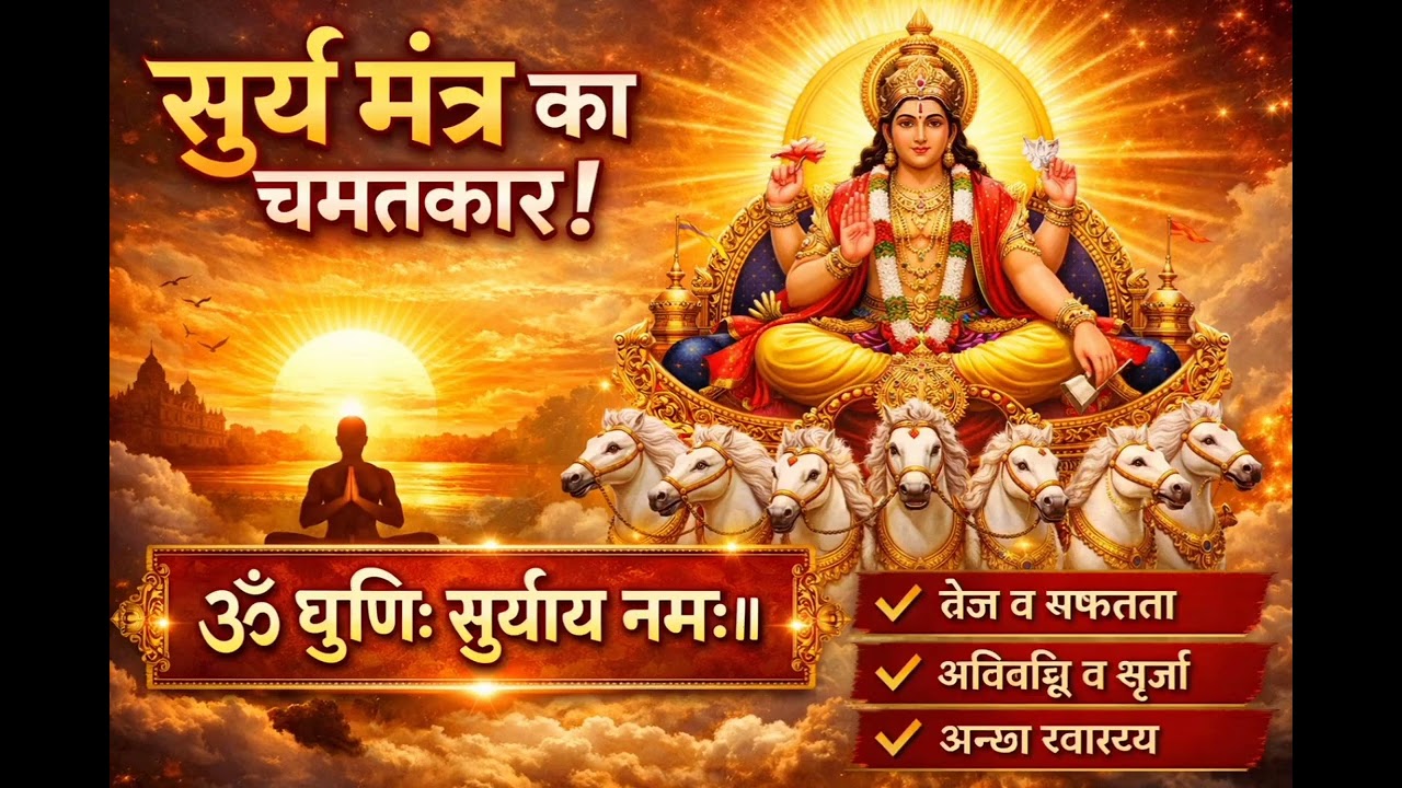 रविवार सूर्य मंत्र | ॐ घृणि सूर्याय नमः | 108 बार जप से ऊर्जा, सफलता और सकारात्मकता