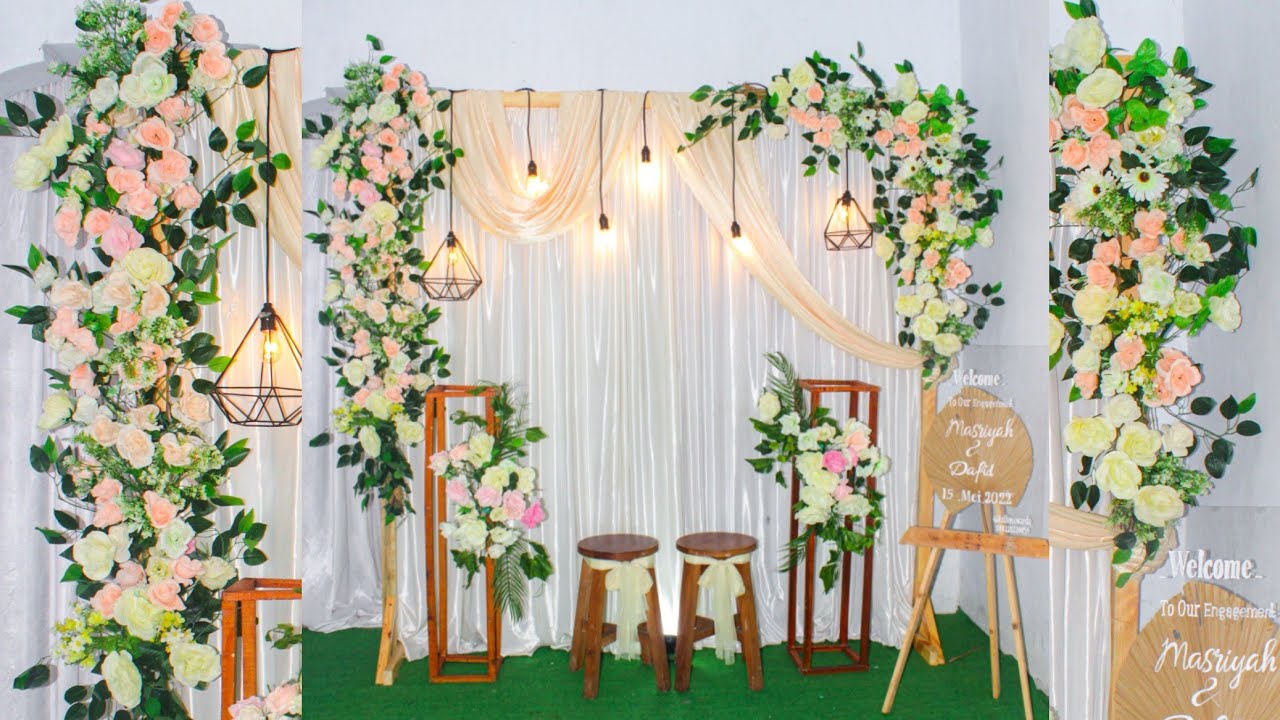 Tutorial Dekorasi Lamaran sederhana dan simple tapi cantik hanya dengan 5lusin bunga | backdrop