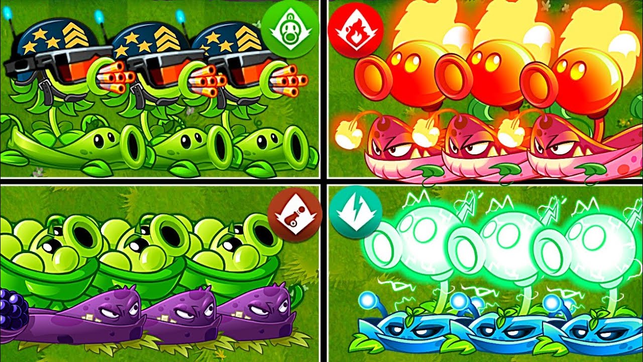 4 Team Plants Peashooter + Vine - Which Team Will Win? - PvZ2 Team Plants vs Team Plants