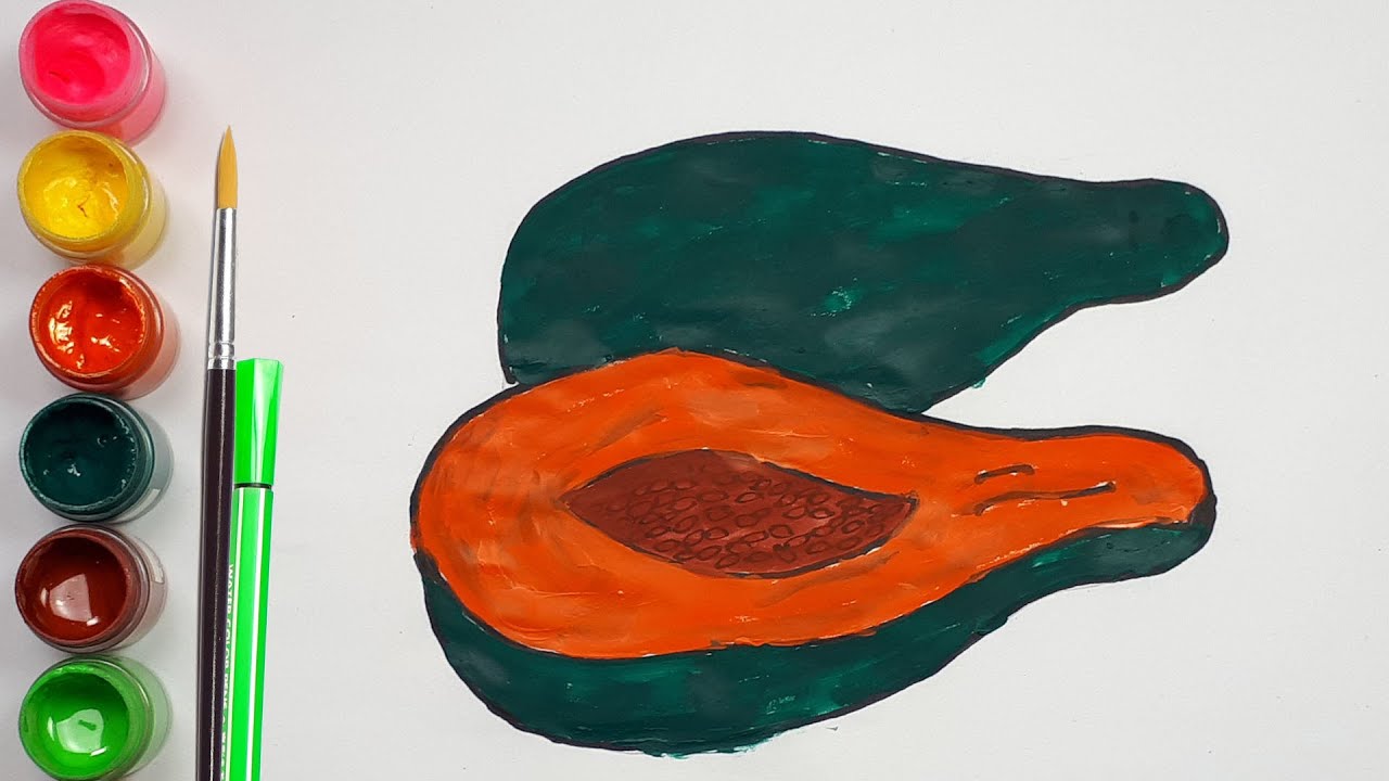 Sliced Papaya Drawing and Coloring for Kids | Let's Learn art #15