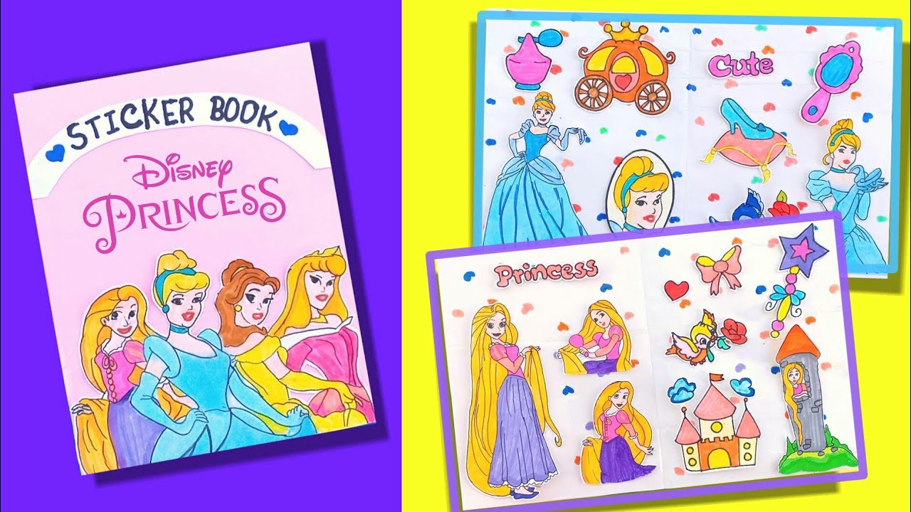 DIY Barbie Princess Doll Stickers Book / DIY Cinderella Stickers / Rapunzel Stickers #Barbiedoll