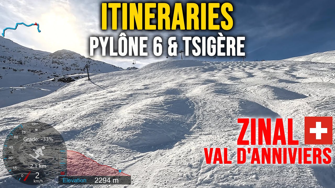 [4K] Skiing Zinal, The Itineraries - Pylône 6 & Tsigère, Val d'Anniviers Switzerland, GoPro HERO13