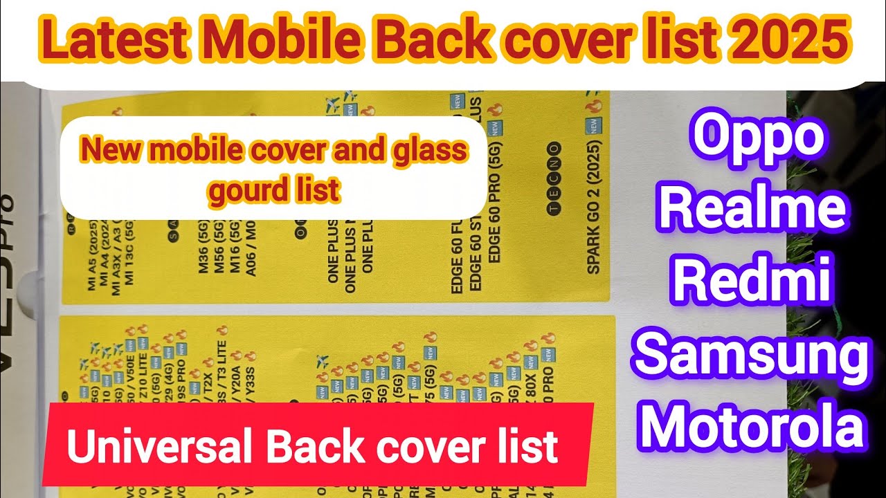 Latest Mobile Universal Cover / glass list | Mobile Accessories | Universal Back cover List 2025
