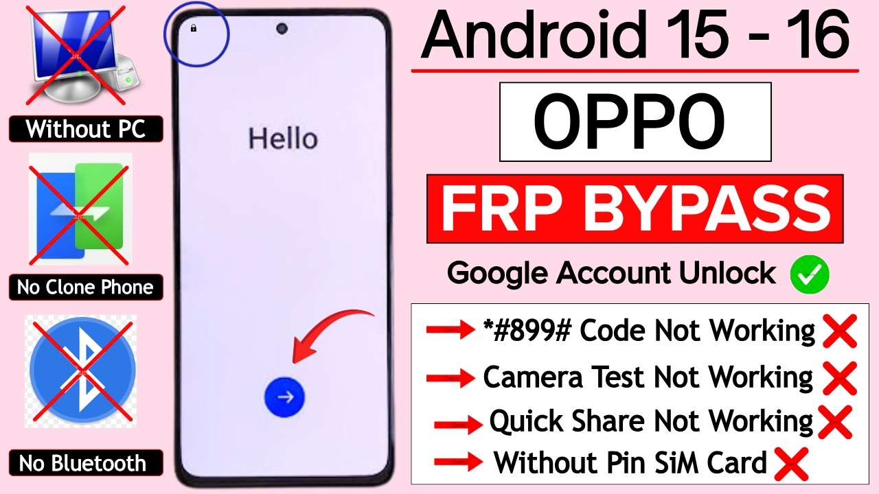 OPPO Android 15,16 FRP BYPASS 2026 / NO *#899# Code / No Quick Share / Google Account Unlock ✅