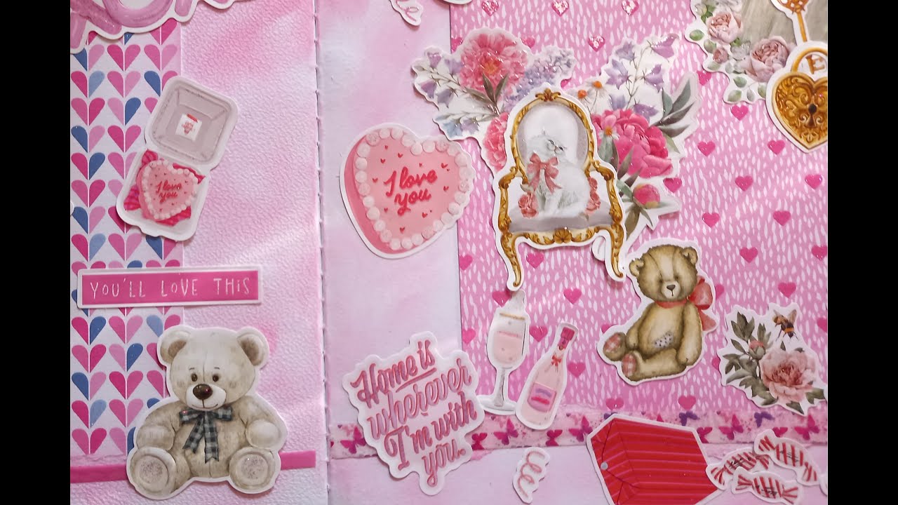 Page de collage St valentin avec @Scrapepette2228 #saintvalentin #pagedecollage #collaboration