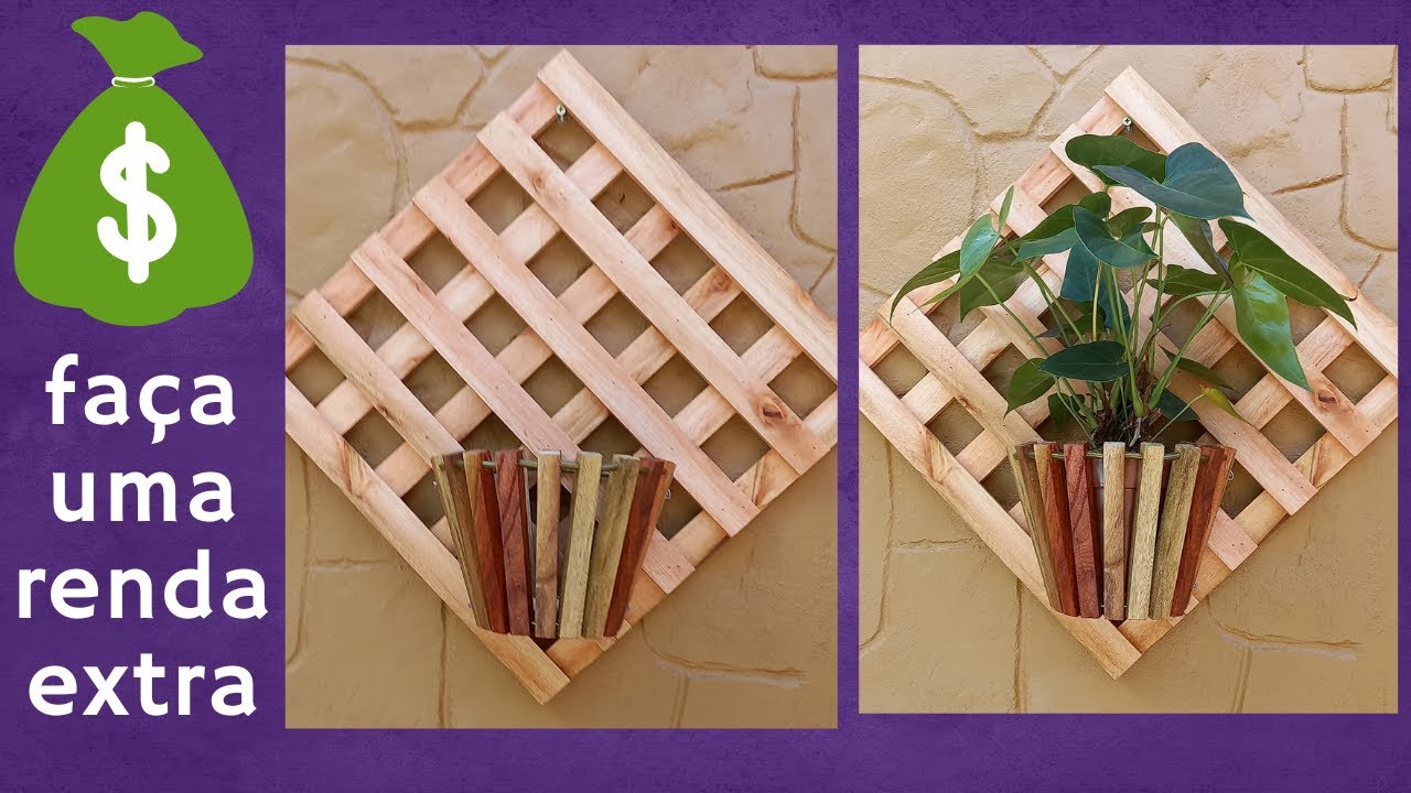 (37)-Como fazer uma renda extra fazendo painel floreira de palete confira o passo a passo do painel