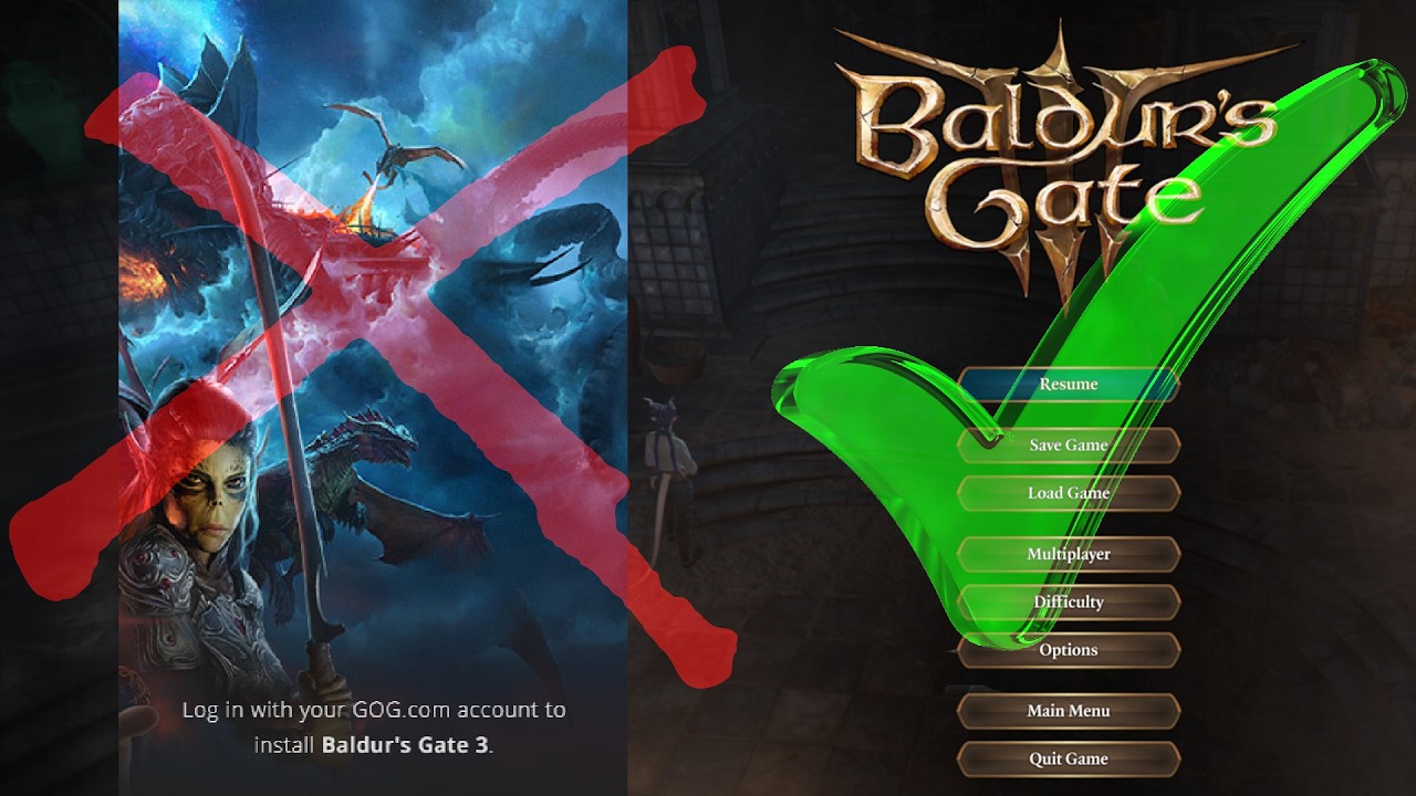 Baldur's Gate III - GOG Galaxy Login Prompt Bypass