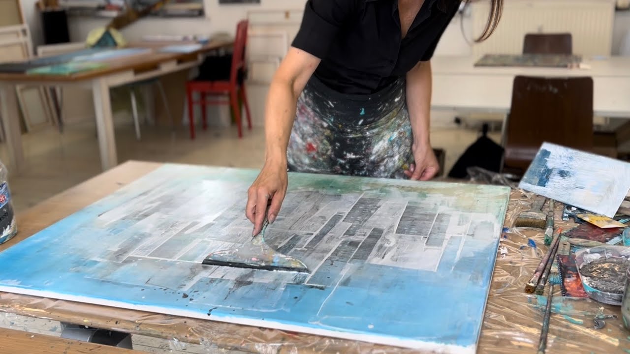 #004 Skyline Wie du SIMPLE Abstrakt Malen kannst - welches Werkzeug - Step-by-Step