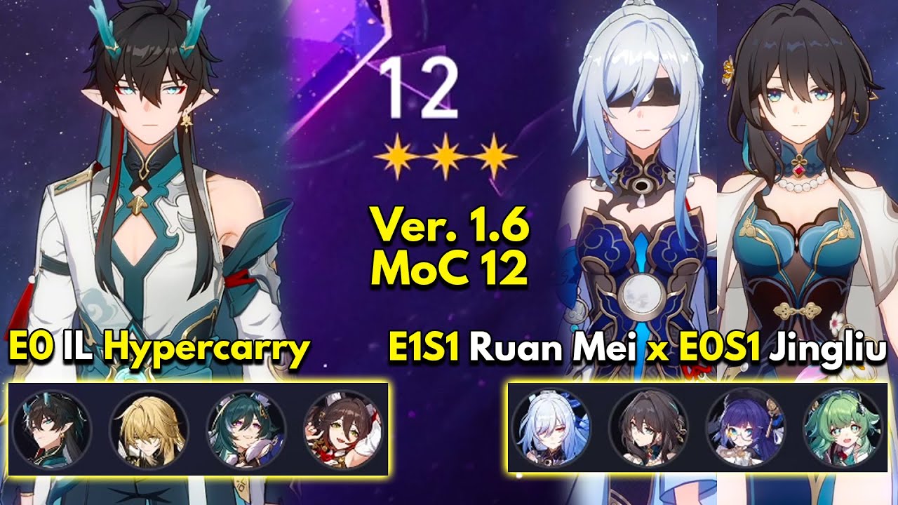 E0 Dan IL & E1S1 Ruan Mei x E0S1 Jingliu | Memory of Chaos Floor 12 3 Stars | Honkai: Star Rail 1.6