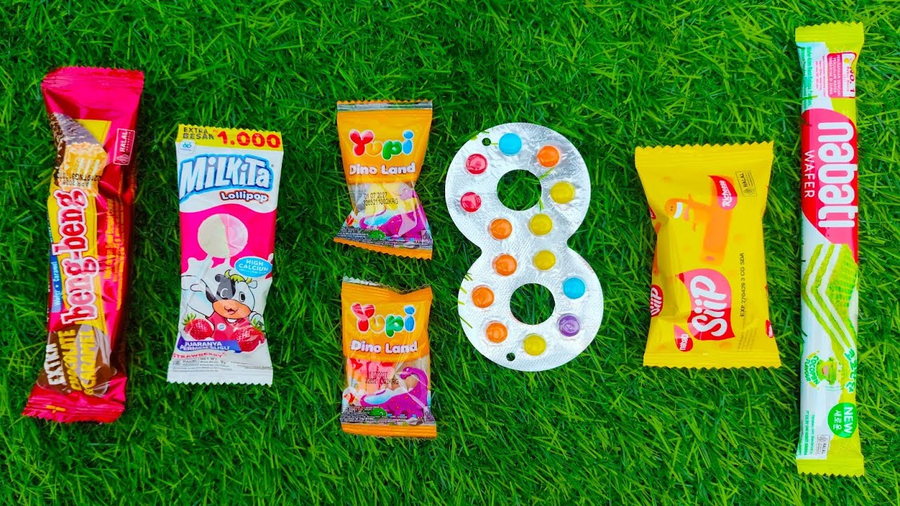 ASMR Most Popular Candys / some lots of colorful rainbow lollipop candy / unpacking chocolate eat