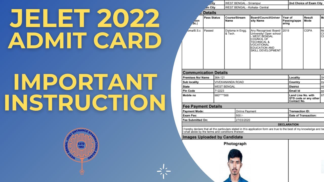 JELET 2022 ADMIT CARD PUBLISHED| IMPORTANT INSTRUCTIONS FOR CANDIDATES!!