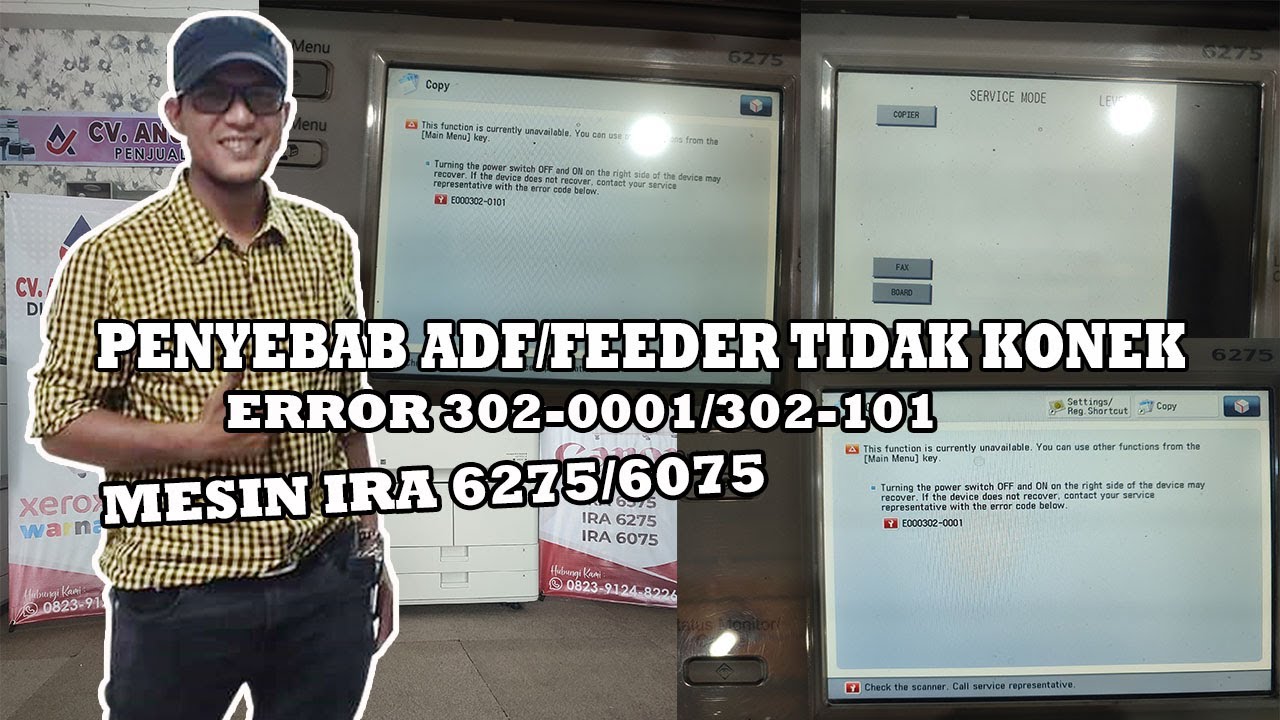 Penyebab ADF/FEEDER tidak konek, dan cara mengatasi error 302-0001/302-0101 di mesin ira 6275/6075