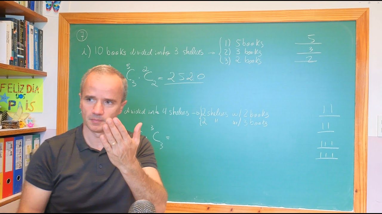 Statistic Series - Problem 7: 10 books distributed into 2 shelves of 2 and 2 shelves of 3