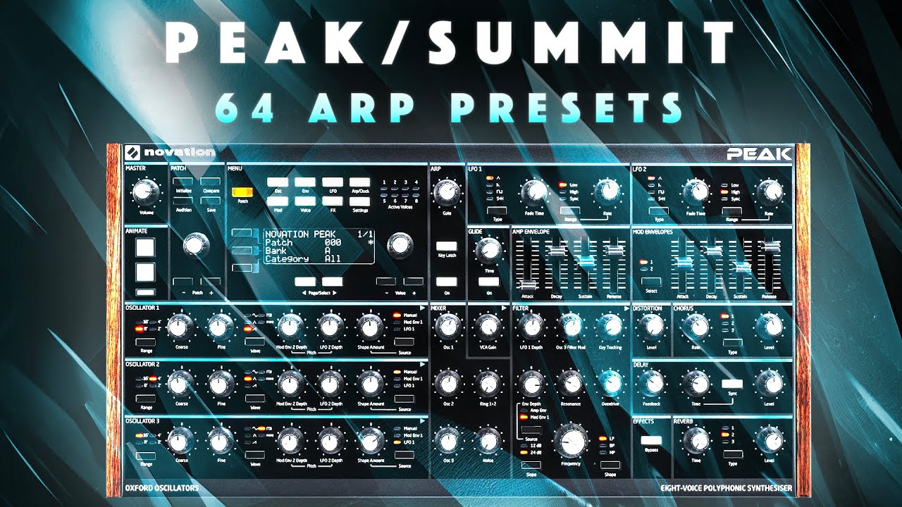 Novation Peak & Summit: 64 Arp Presets. Sound Demo, No Talk