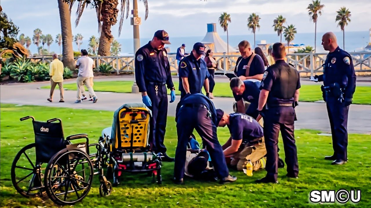 𝗣𝗔𝗥𝗞 𝗥𝗘𝗦𝗖𝗨𝗘: Police and Firefighters Aid Man Found Beside Wheelchair With Empty Bottle