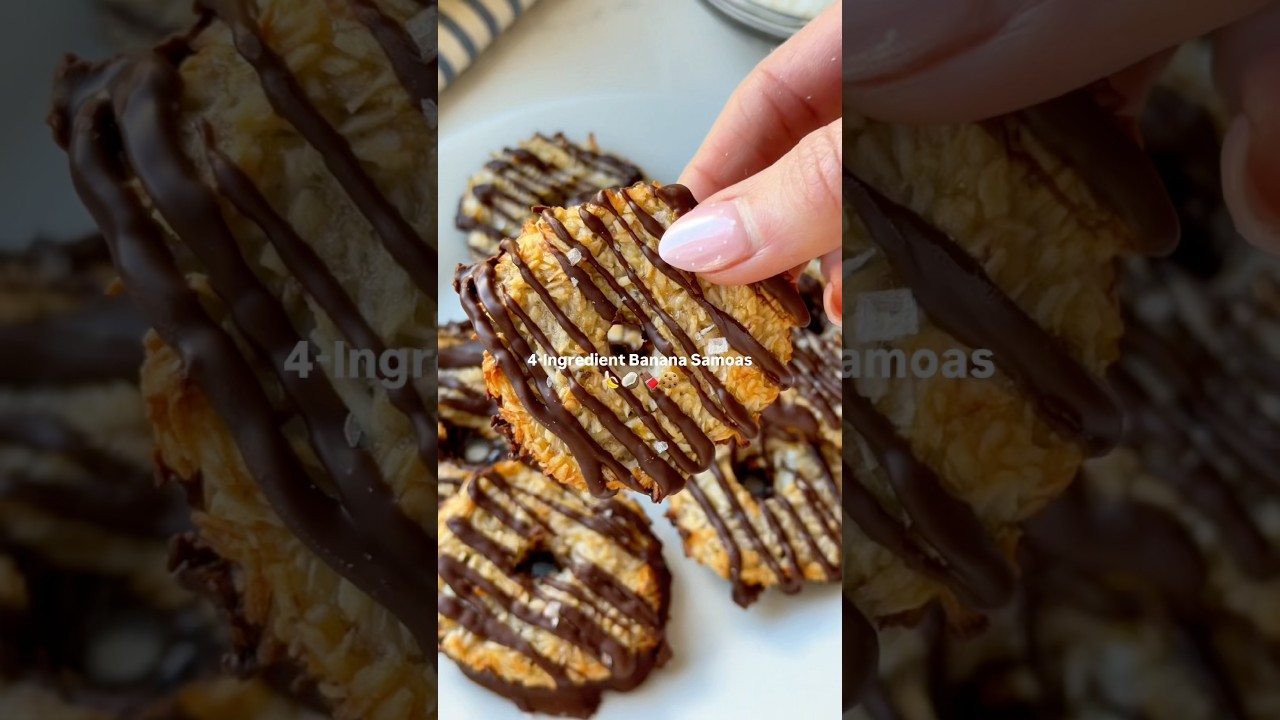 Samoas z 4 składnik&oacute;w z bananem | Jedzenie karmy dla ptak&oacute;w #łatwyprzepis #banan #ciasteczka #zdr...
