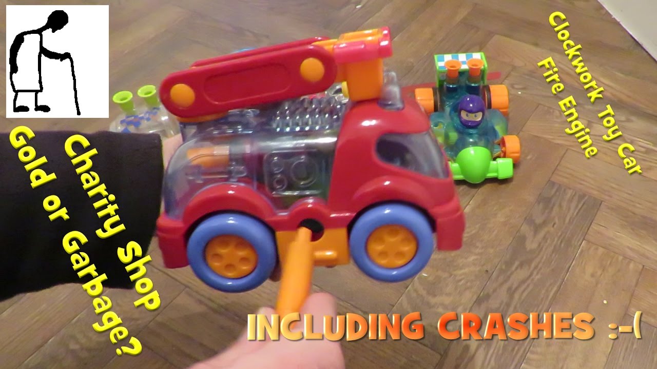 Clockwork Toy Car Fire Engine INCLUDING CRASHES