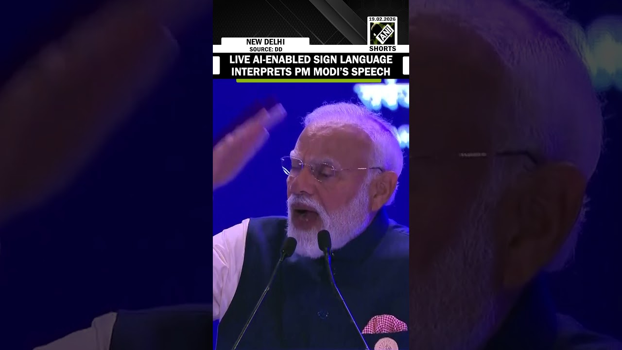 भारत के एआई इम्पैक्ट समिट 2026 में प्रधानमंत्री मोदी के भाषण का लाइव एआई-सक्षम सांकेतिक भाषा में ...