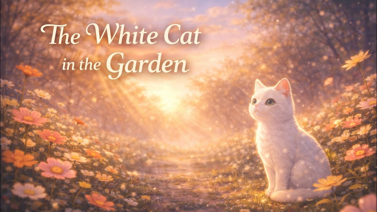 The White Cat in the Garden  | Gentle Anime Song for Kids