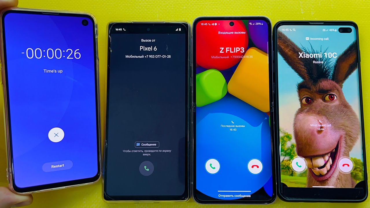 Alarm Clock Samsung S10E incoming Call Z Flip3 vs Samsung S10+ vs Pixel 6/ Outgoing Calls