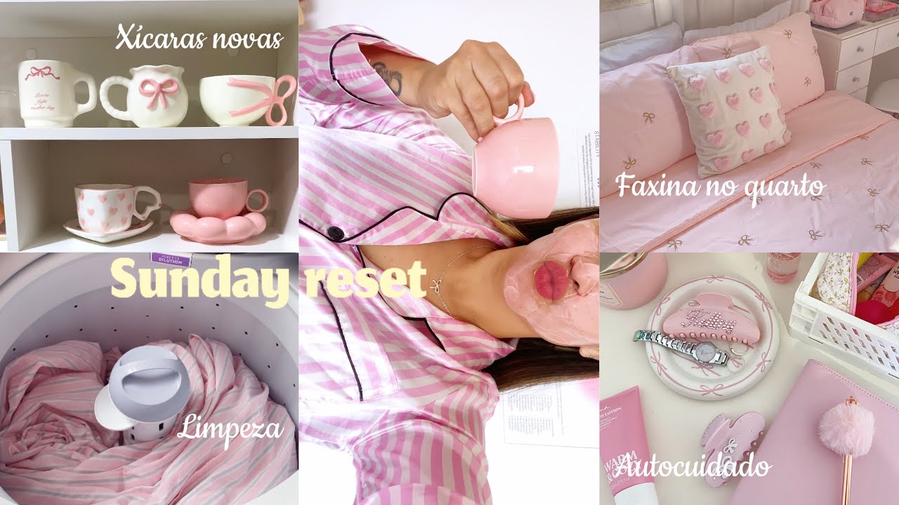 Sunday reset | faxina no quarto, organização, xícaras fofas, autocuidado, matcha, cozy & aesthetic