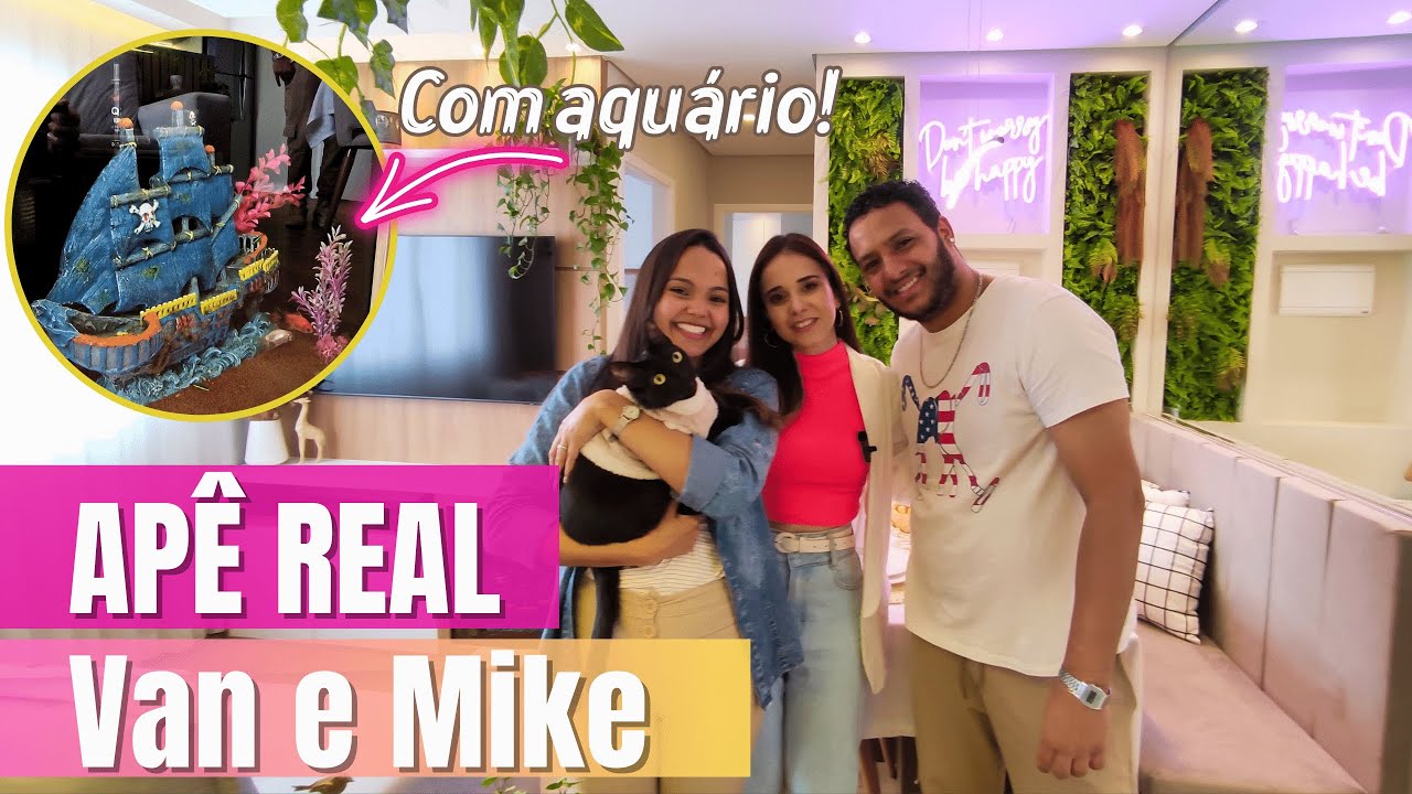 Tour Apê  41m² com parede instagramável ✨, aquário 🐠 e armário escondido!