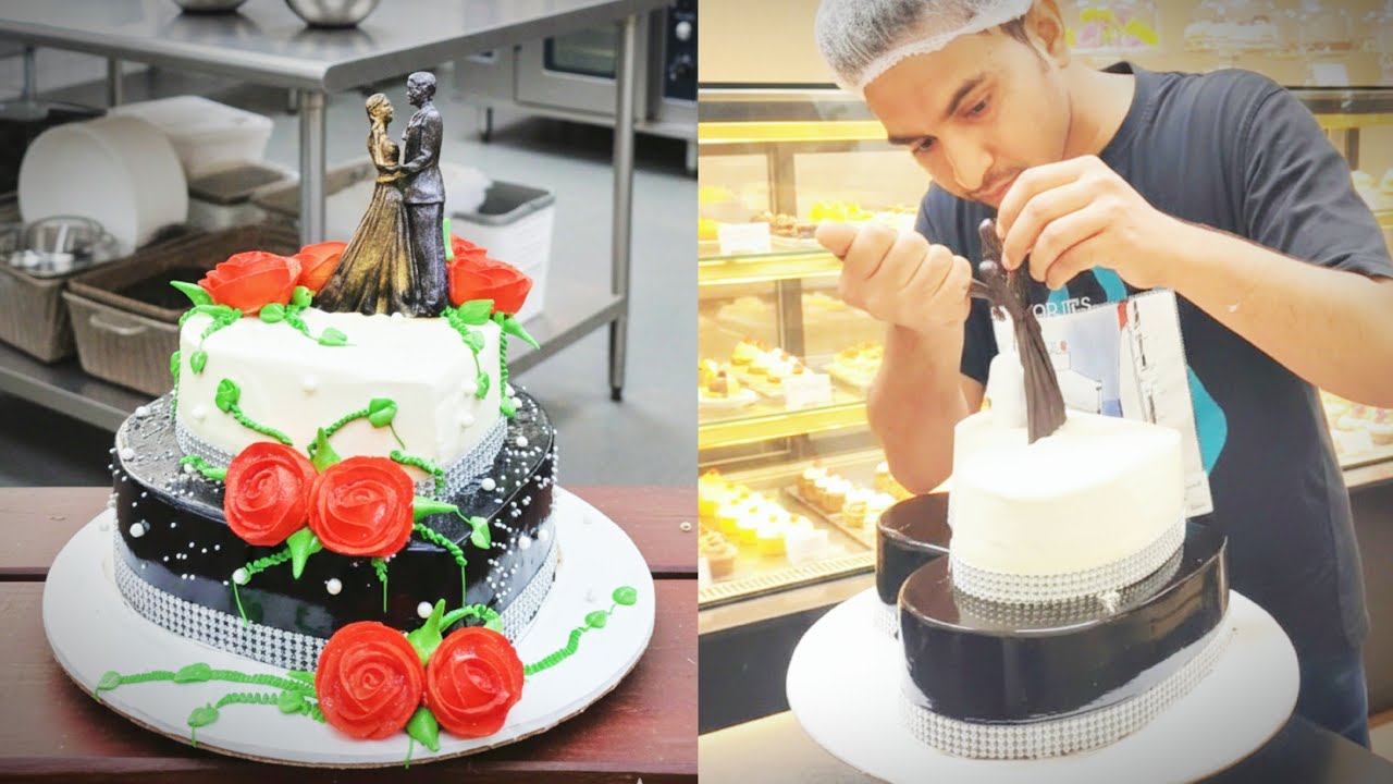 Anniversary Step cake design Heart shape cake | how to make heart shaped cake | two tier heart shape