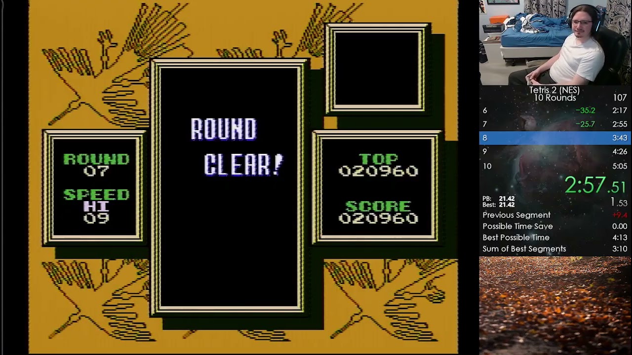 Tetris 2 (NES) - 10 Rounds in 4:36