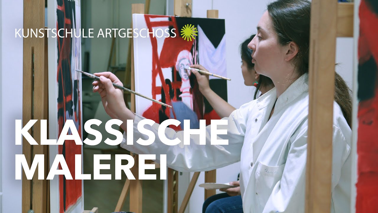 Klassische Malerei mit Ölfarben und Acrylfarben in der Artgeschoss Kunstschule Berlin.