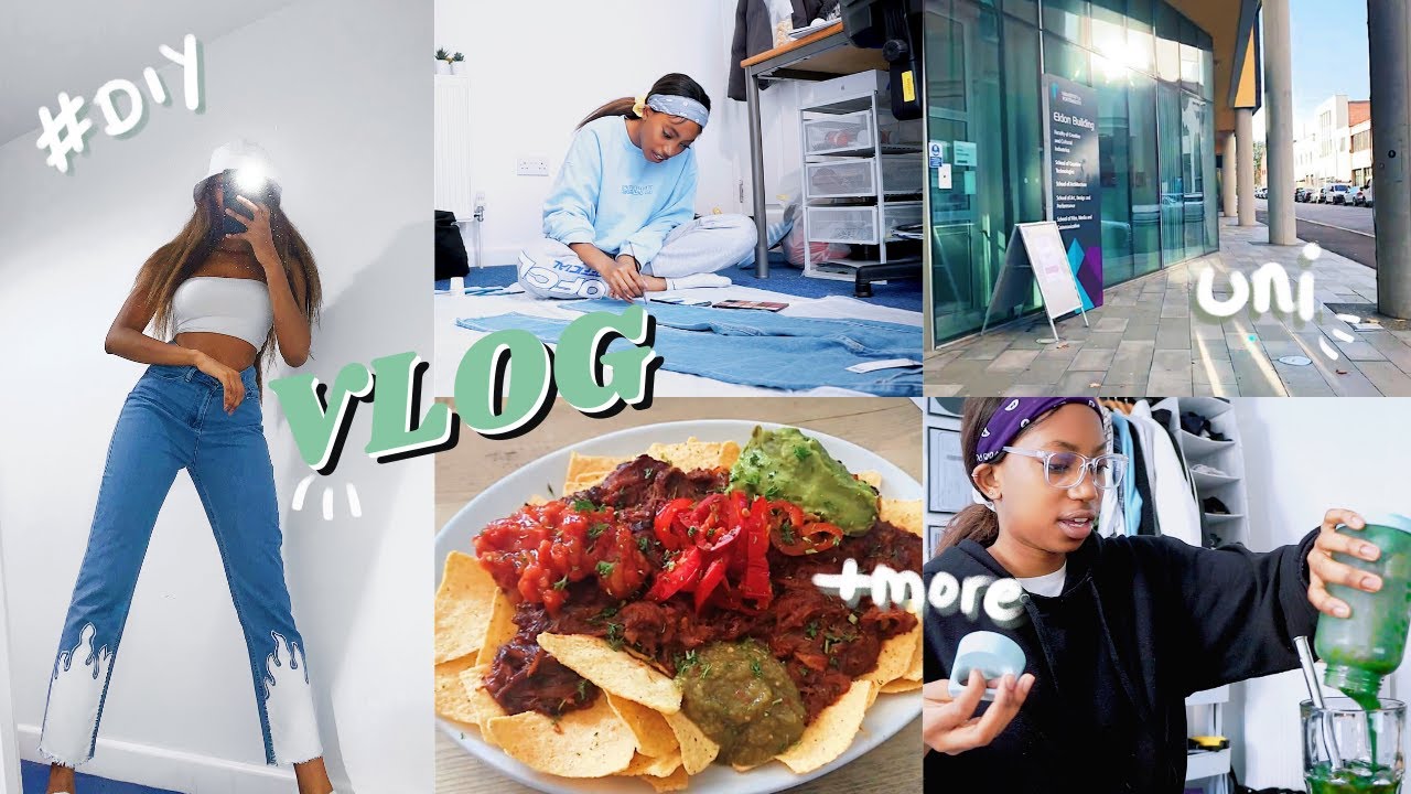 DIY painting my jeans, university, brunch etc... | VLOG