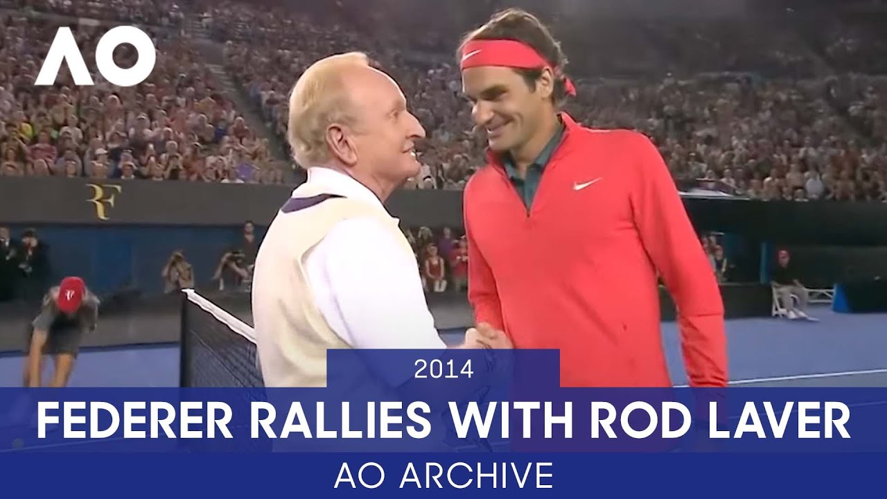 Roger Federer Rallies with Rod Laver | AO Archive