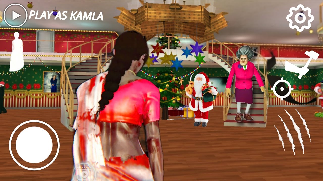 PLAYING AS KAMLA IN SCARY TEACHER 3D CHRISTMAS UPDATE || KAMLA VS SANTA CLAUSE FULL VIDEO 