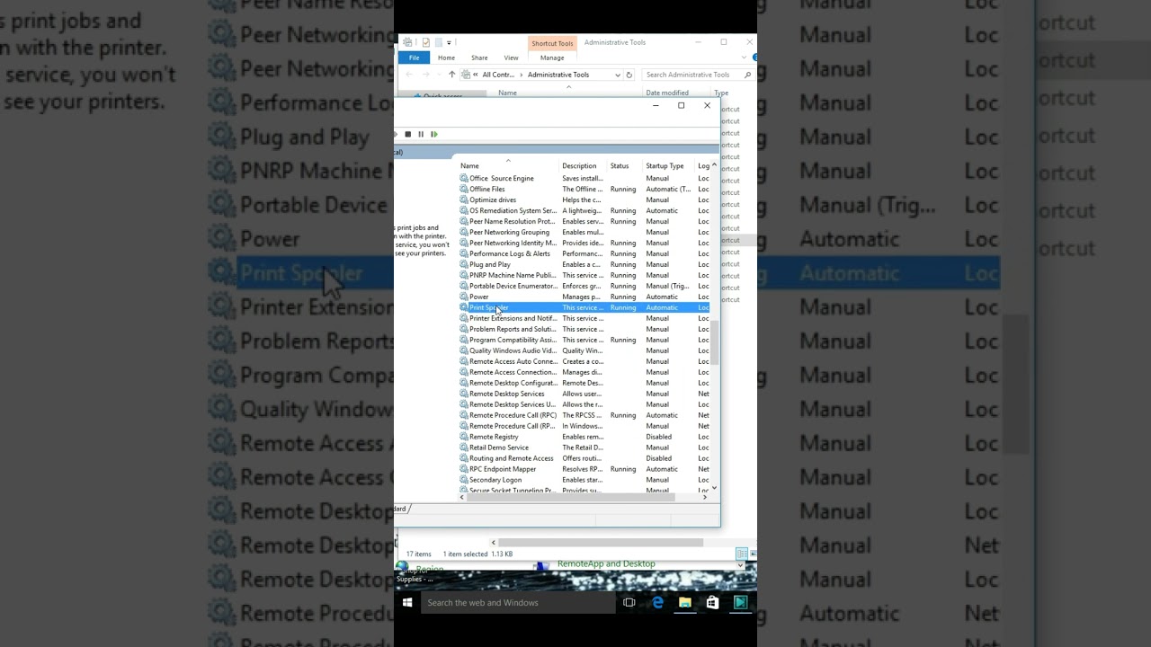 How to start or stop print spooler service in windows 10
