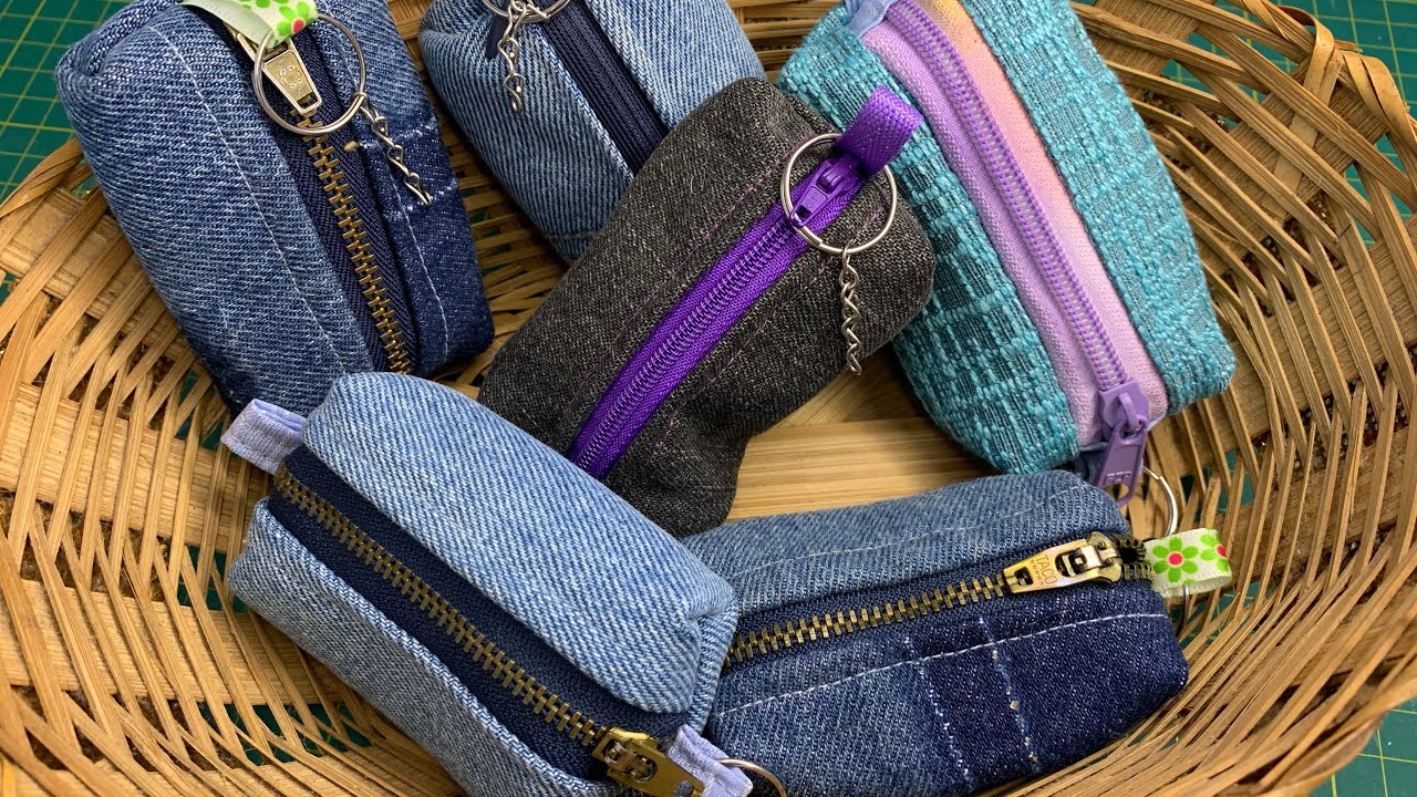 Bolsinha chaveiro - reaproveitamento de jeans e retalhos - DIY