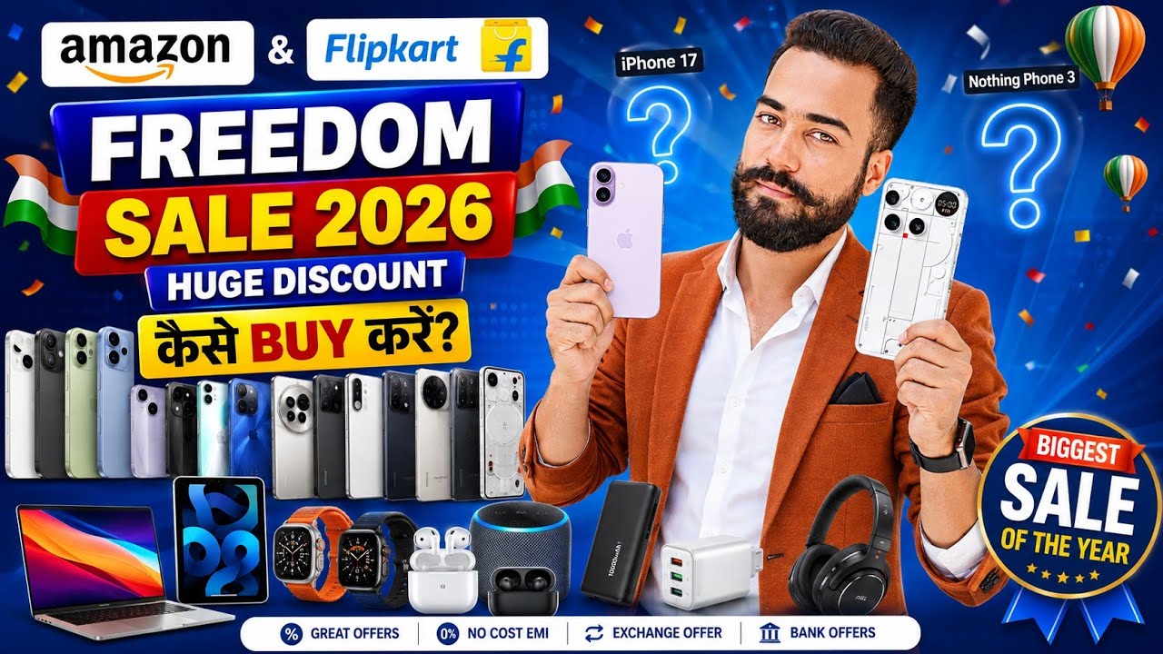 🥳Amazon Flipkart Freedom Sale 2026🔥 Flipkart & Amazon Sale Offer! iPhone 17 & Nothing Phone 3 Price?