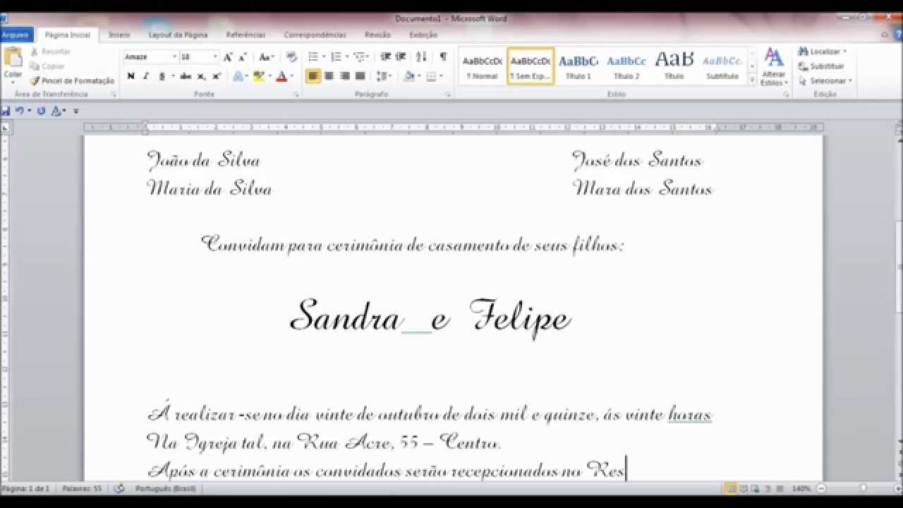 COMO FAZER CONVITE DE CASAMENTO SIMPLES NO WORD❤️