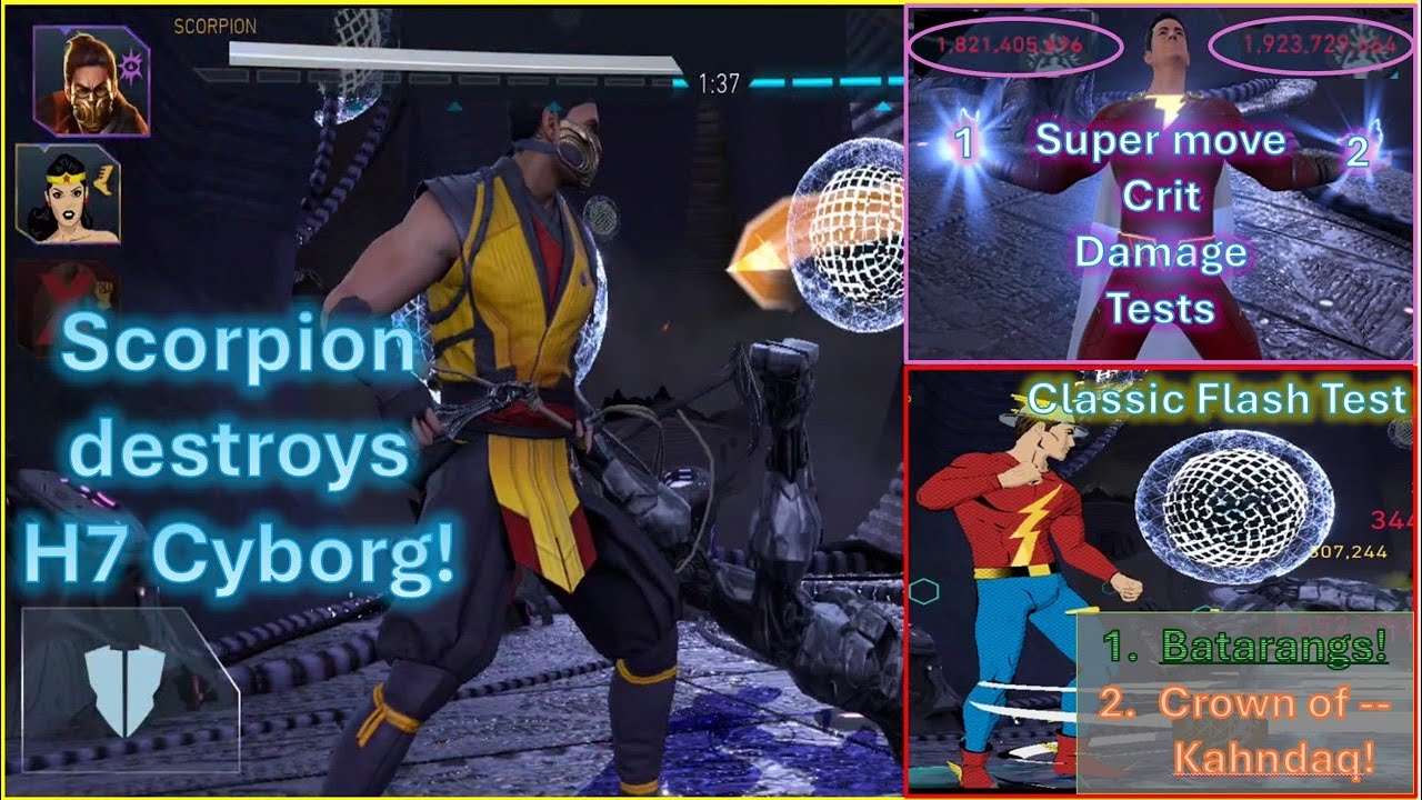 Scorpion destroys H7 Cyborg! | FOGZ Shazam Nuclear 2ice! | Classic FLASH tests | Injustice 2 Mobile