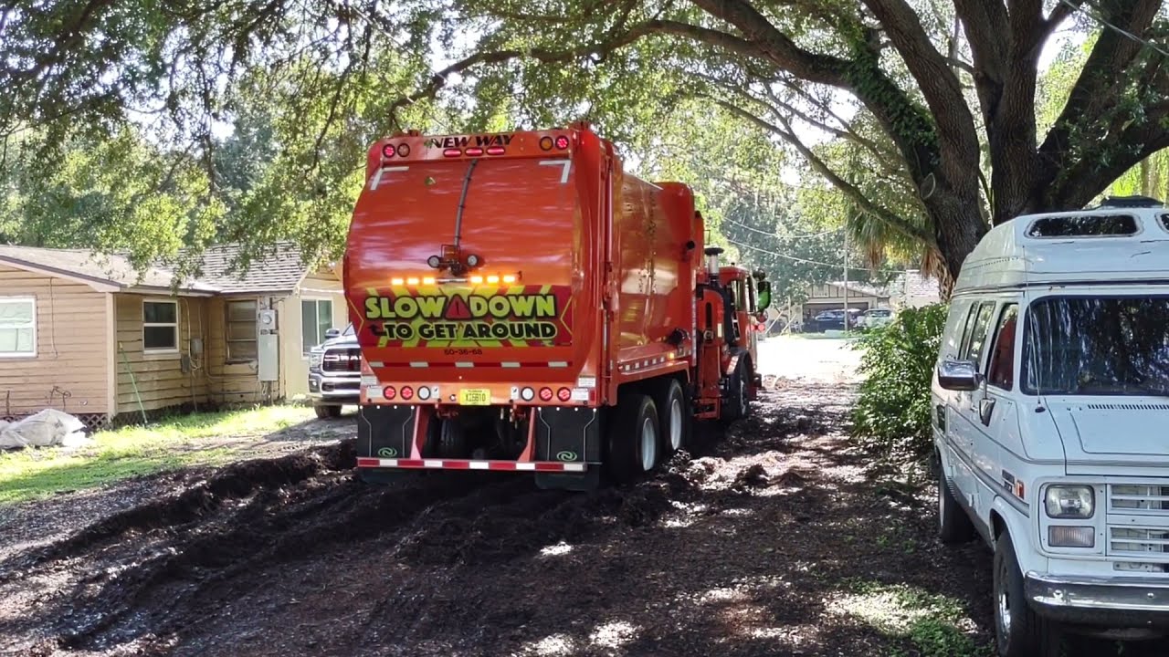 Garbage Truck Stuck Muddy Road