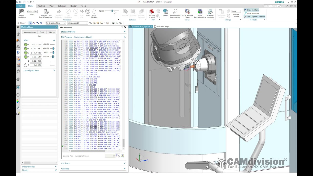 GROB G350 5-axis Milling & NX CAM Postprocessor