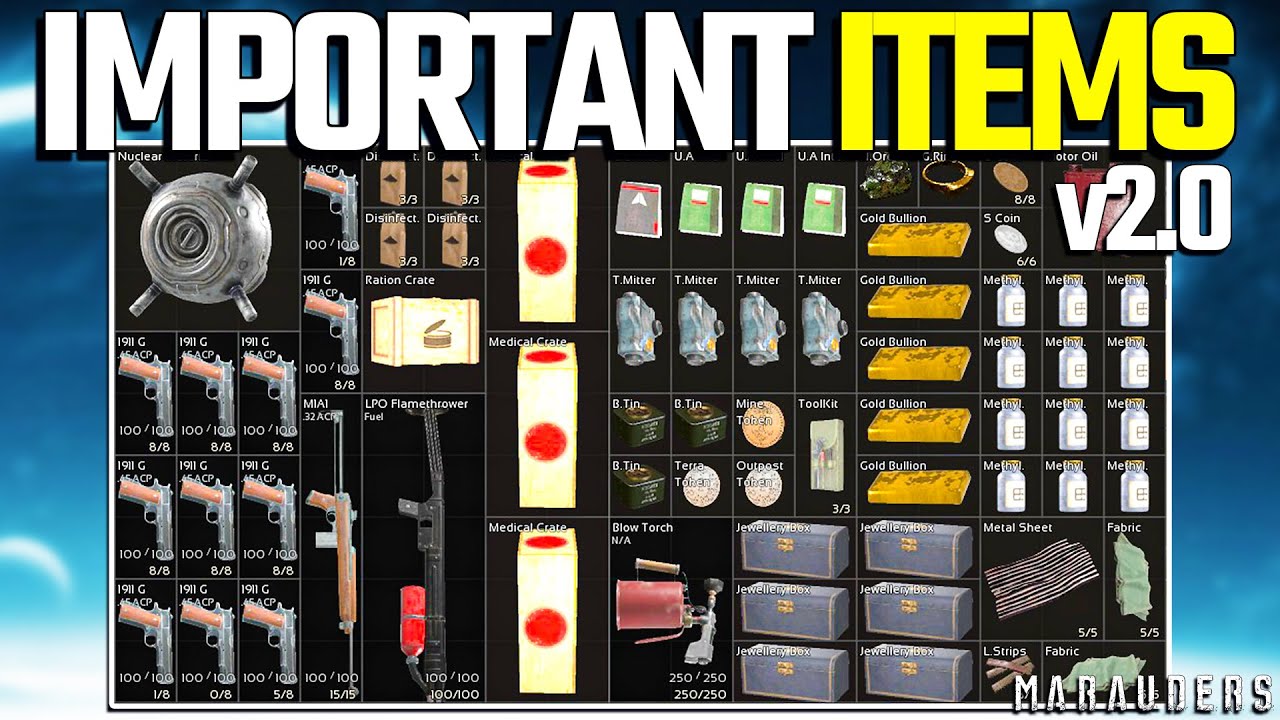 Important Items in Marauders v2.0 - Marauders Beginner Guides
