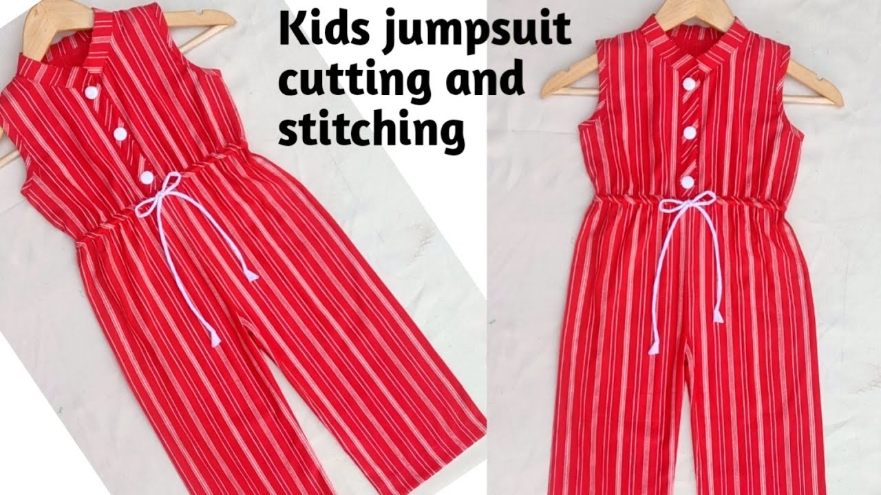Kids jumpsuit cutting and stitching/5-6 year old girl dress design cutting and stitching
