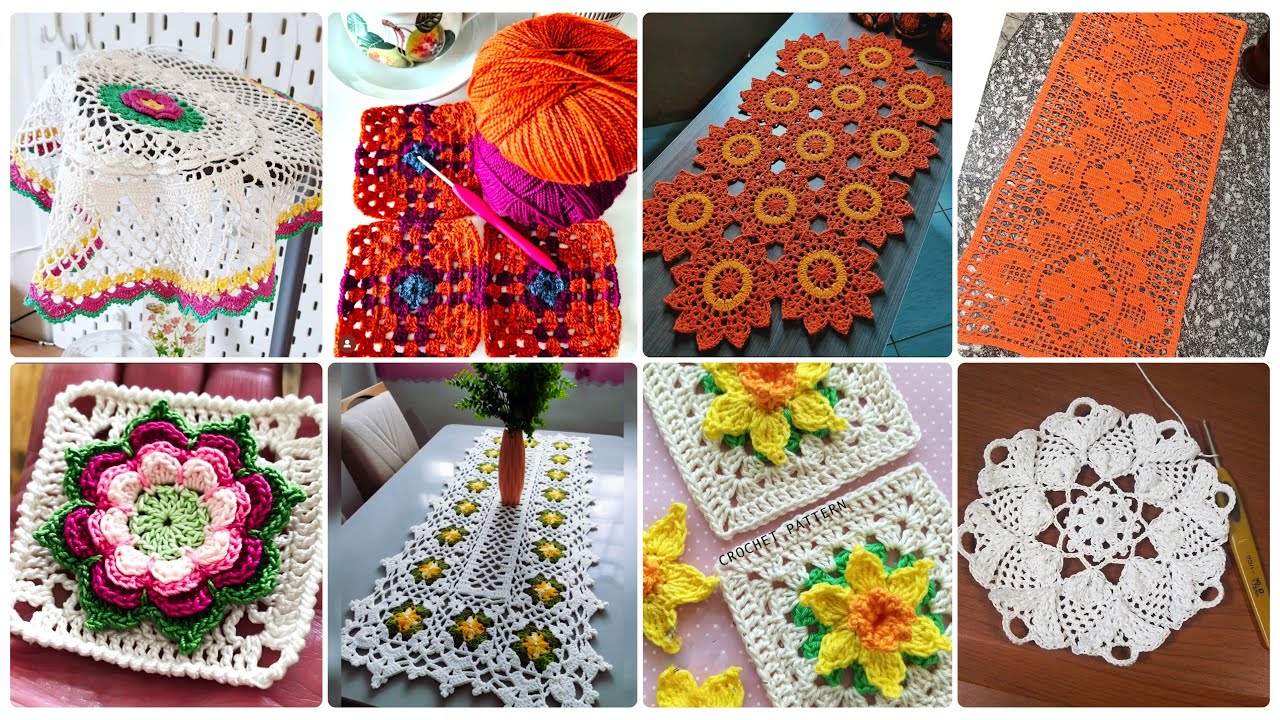 Прекрасные схемы вязания крючком для скатертей-дорожек 🌹🌹🌹🌹 #crochettablerunner