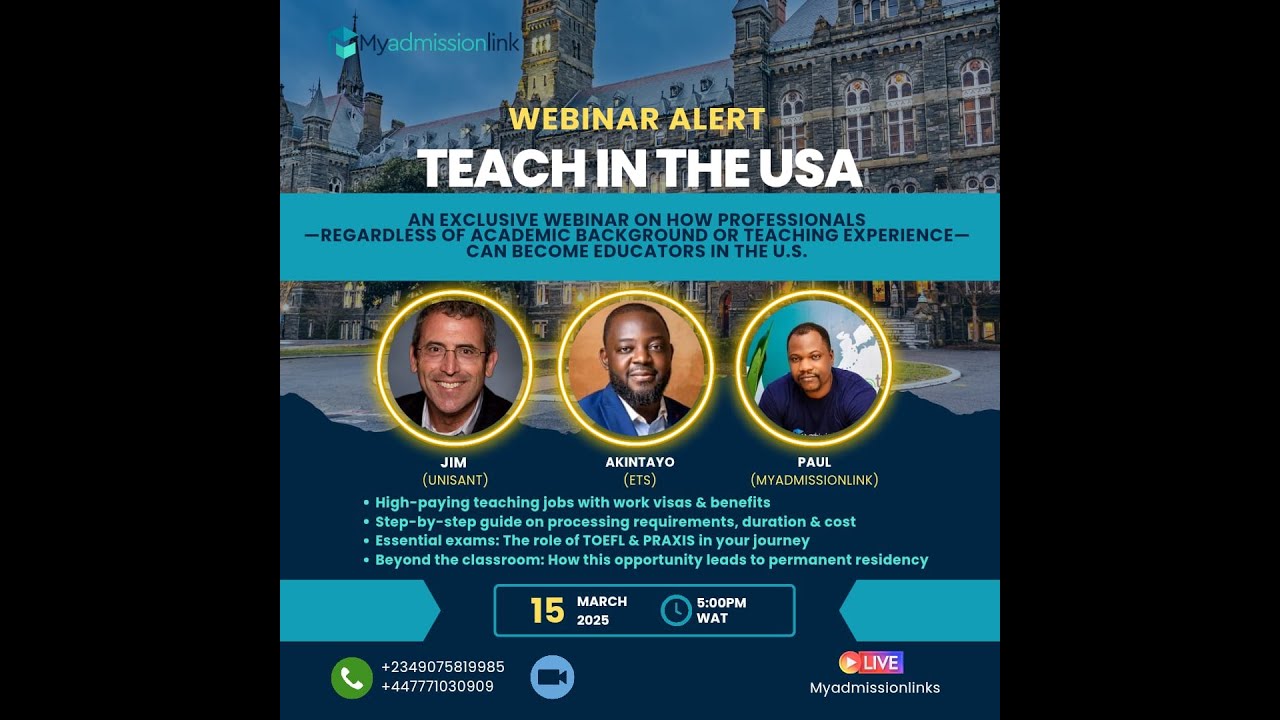 Teach in the USA Webinar by Myadmissionlink