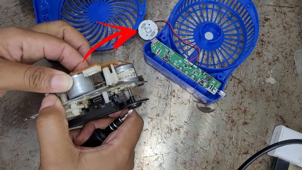 mini ventilador portatil usb parou de funcionar reparo no motor