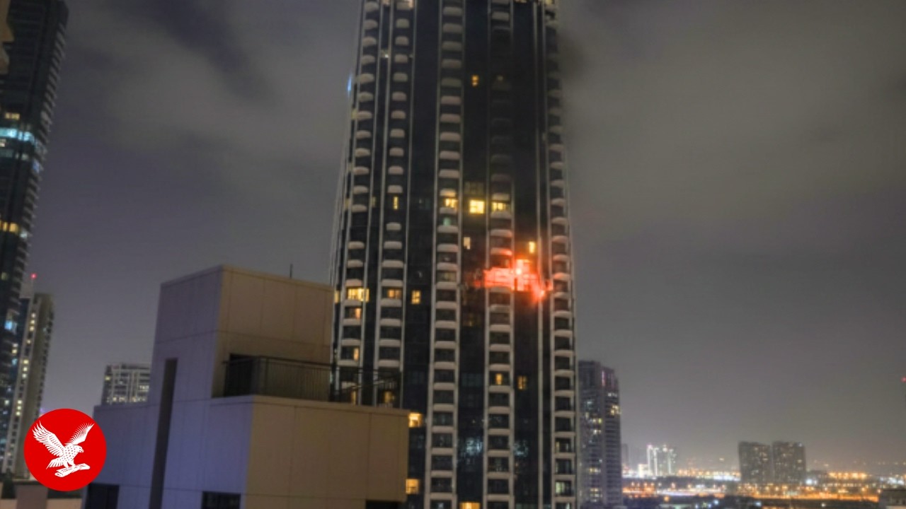 Drone crash sparks skyscraper fire in Dubai