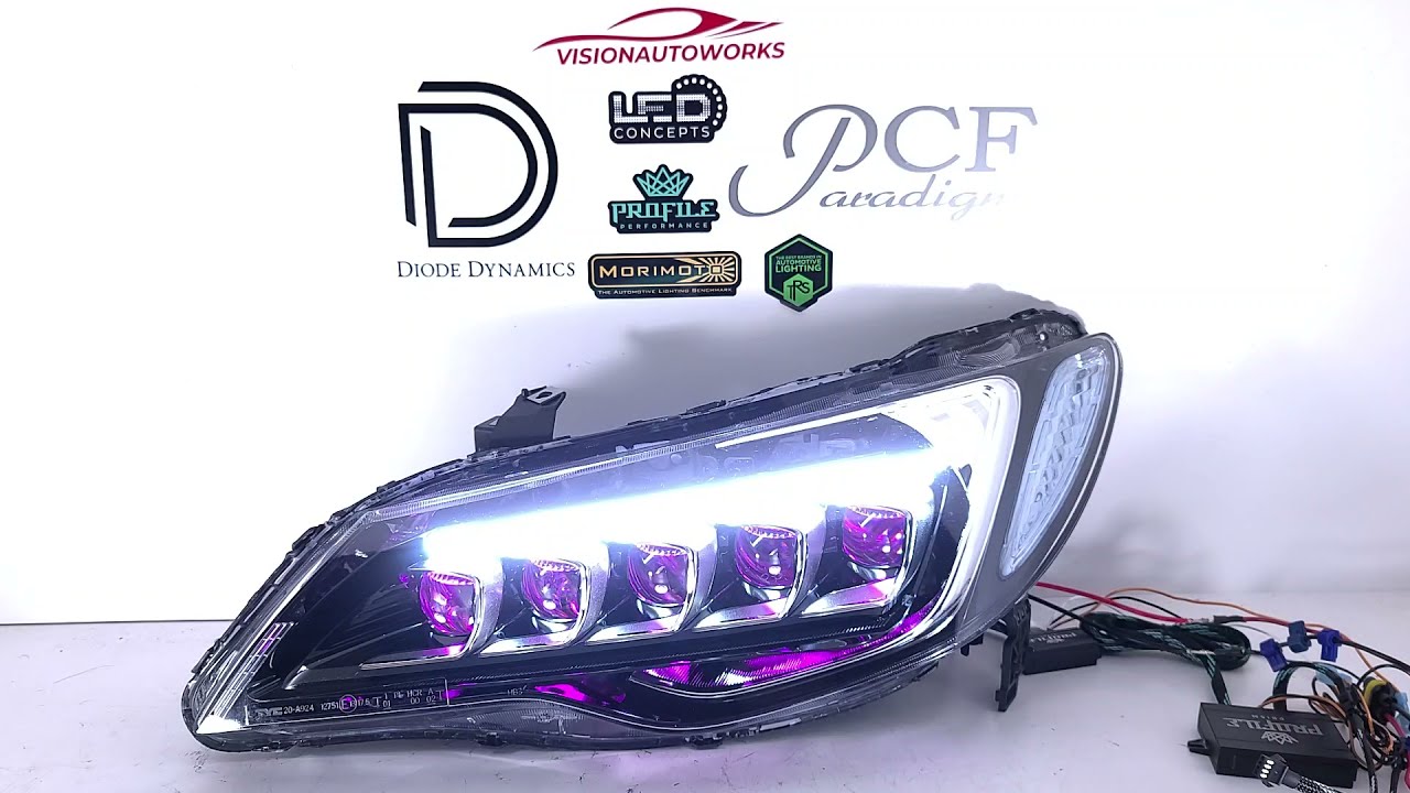 8th Gen Honda Civic FD2 Jewel Eye Custom Headlights, Prism RGB, Pivot Switchback - VisionAutoworks
