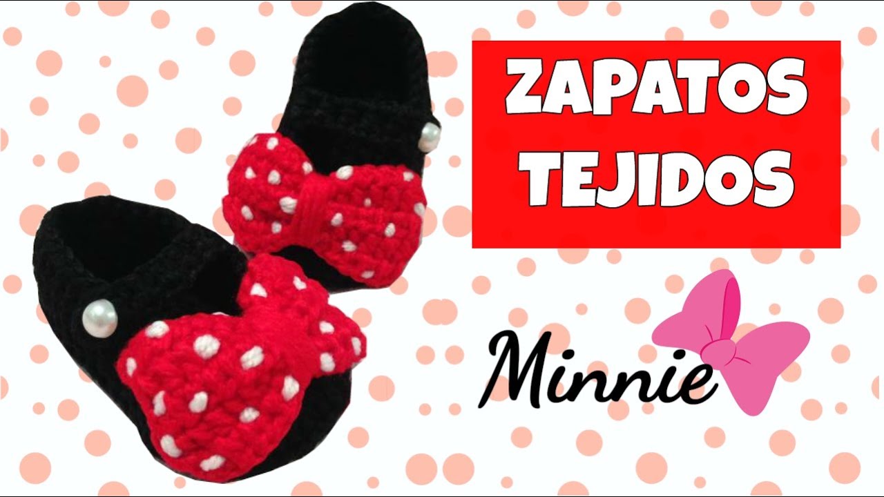 Zapatitos de Minnie mouse tejidos a crochet | 0-3 meses